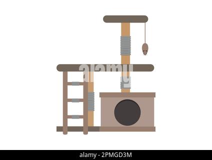 Katzenbaumturm in flacher Darstellung des isolierten Vektors Stock Vektor