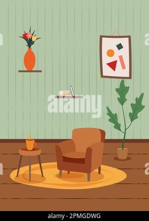 Gemütliches Heim Wohnzimmer Interior Clipart Vector Stock Vektor