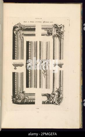 Print, Angles et Montans de Bordures Differemment Variés; entworfen von Francois de Cuvilliés the Elder (Belgien, aktives Deutschland, 1695 - 1768); Deutschland; Ätzen und Gravieren auf cremefarbenem Laienpapier; Platemark: 33,2 x 22,3 cm (13 1/16 x 8 3/4 Zoll) Blatt: 44 x 28,6 cm (17 5/16 x 11 1/4 Zoll) Stockfoto