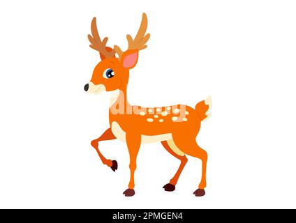 Süßes Cartoon-Hirsch. Vektordarstellung des Hirsches isoliert auf weißem Hintergrund Stock Vektor