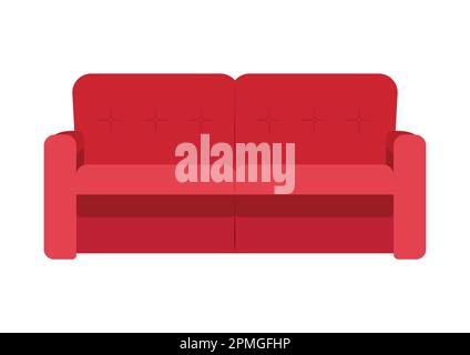 Flaches Cartoon-Sofa. Clipart Sofa isoliert auf weißem Hintergrund Stock Vektor