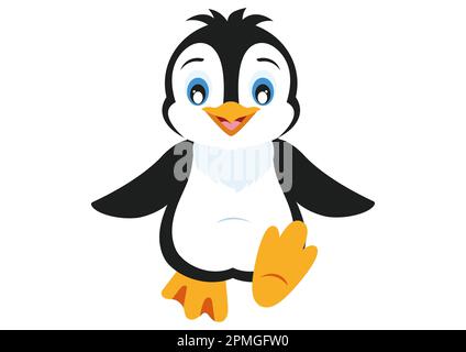 Der süße Penguin läuft. Cartoon-Pinguin Stock Vektor