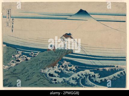 Print, Kajikazawa in der Provinz Kei (Koshu Kajikazawa) aus der Serie, 36 Ansichten des Mt. Fuji; Katsushika Hokusai (1760 – 1849); Veröffentlicht von Eijudo; Japan; Holzblockdruck (Ukiyo-e) auf Maulbeerpapier (Washi); 26 x 37,8 cm (10 1/4 x 14 7/8 Zoll) Matte: 40,6 x 55,9 cm (16 x 22 Zoll) Stockfoto