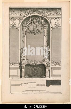 Print, Plate 2, „Decoration de cheminée pour un Grand Apartement“; entworfen von Jacques-Francois Blondel (Französisch, 1705 - 1774); Veröffentlicht von Jean Mariette (1660 - 1742); Frankreich; Gravur auf Papier; 41,3 x 27,9 cm (16 1/4 Zoll X 11 Zoll); 1959-85-38 Stockfoto