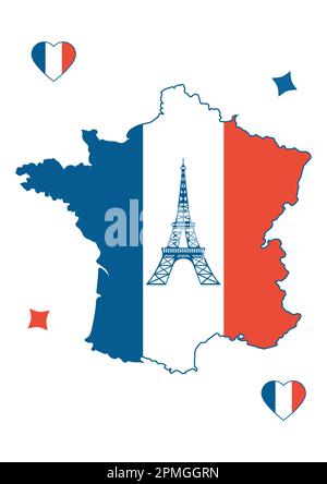 Karte Frankreich - Kennzeichen Frankreich Stock Vektor
