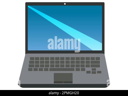 Laptop mit blauem Bildschirm isoliert auf weißem Hintergrund. Abbildung des flachen Vektorsymbols auf dem Laptop. Vector-Notizbuch Stock Vektor