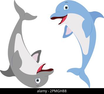 Darstellung zweier Delfine in verschiedenen Farben Stock Vektor