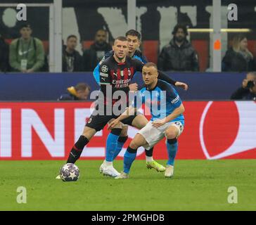 Mailand, Italien. 12. April 2023. Mailand April 12 G. Meazza Stadium UEFA Champions League 2022/23 AC Milan - SSC Napoli auf dem Foto : Ante Rebic a.c. mailand Guthaben: Kines Milano/Alamy Live News Stockfoto