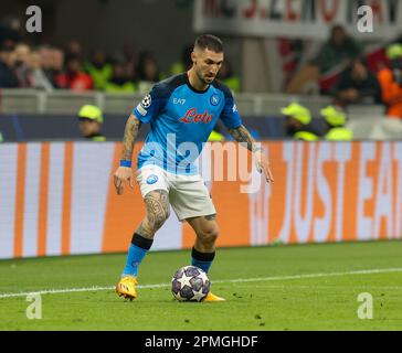 Mailand, Italien. 12. April 2023. Mailand April 12 G. Meazza Stadium UEFA Champions League 2022/23 AC Mailand - SSC Napoli auf dem Foto : Matteo Politano napoli Guthaben: Kines Milano/Alamy Live News Stockfoto