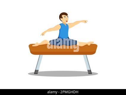 Mann, Der Gymnastic Clipart Vector Flat Design Auf Weißem Hintergrund Macht Stock Vektor