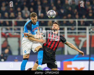 Mailand, Italien. 12. April 2023. Mailand April 12 G. Meazza Stadium UEFA Champions League 2022/23 AC Mailand - SSC Napoli auf dem Foto : Olivier Giroud a.c. mailand Guthaben: Kines Milano/Alamy Live News Stockfoto