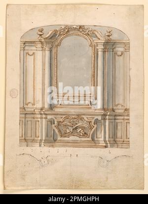 Zeichnen, Projekt für einen alten Menschen; Italien; Graphit, Stift und Tinte, Pinsel und Bistre auf Papier Stockfoto