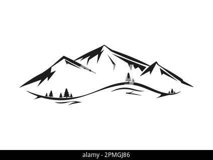 Symbol für Bergpanorama-Ansicht in flacher Vektordarstellung Stock Vektor