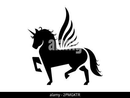 Pegasus Icon Flacher Konstruktionsvektor. Schwarze Silhouette Des Pegasus Stock Vektor