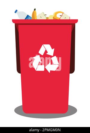 Gedünstete Rote Mülltonne. Papierkorb Stock Vektor