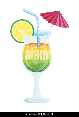 Sommercocktail Vektor-Illustration Isoliert Auf Weißem Hintergrund. Frischer Cocktail Spritz Stock Vektor