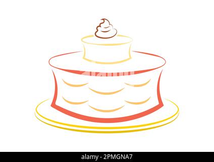 Süßer Kuchen im flachen Stil, isoliert auf weißem Hintergrund, Darstellung des Sweet Cake Logos Stock Vektor