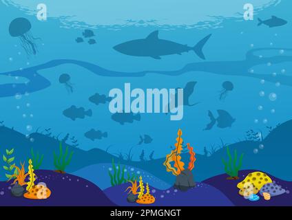 Die Unterwasserwelt-Vektordarstellung Stock Vektor