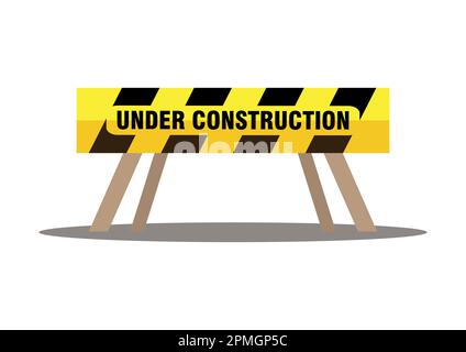 Under Construction Road Barrier Vector Illustration Isoliert Auf Weißem Hintergrund Stock Vektor