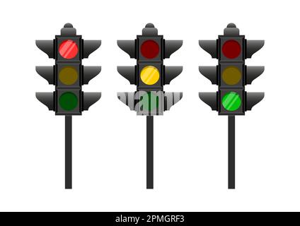 Flache Ampel, isoliert auf weißem Hintergrund. Vektor-Ampel Stock Vektor