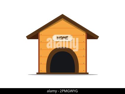 Holzhaus für Hunde in flacher Vektordarstellung Stock Vektor