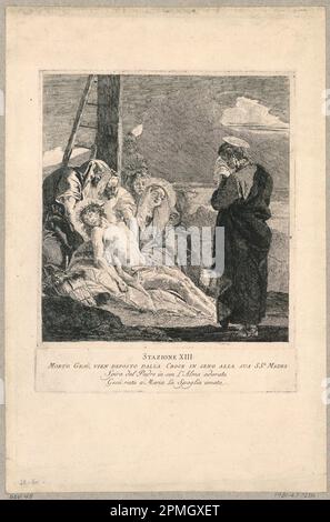 Printmedien, Via Crucis - Station XIII, The Deposition; Giovanni Domenico Tiepolo (Italienisch, 1727 – 1804); Italien; Ätzen auf cremefarbenem Papier; 21,7 x 17,3 cm (8 9/16 x 6 13/16 Zoll ); 1931-67-72-2 Stockfoto