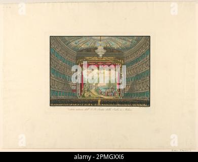 Print, Innenansicht, La Scala Theater, Mailand; entworfen von D. Landini; Color Aquatint; Platemark: 18,1 x 24,2 cm (7 1/8 x 9 1/2 Zoll) H x B: 32,5 x 47,6 cm (12 13/16 x 18 3/4 Zoll); Bequest von Erskine Hewitt; 1938-57-1433 Stockfoto