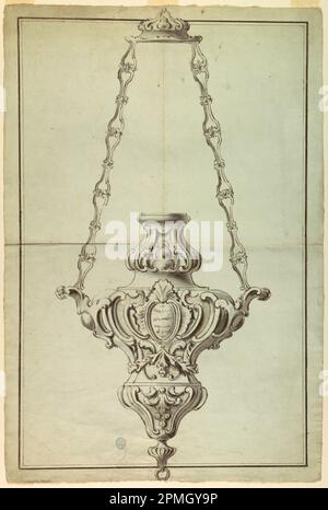 Zeichnen, Projekt für eine alte Lampe; Italien und Deutschland; Graphit, Stift und Tinte, Pinsel und Aquarell auf Papier Stockfoto