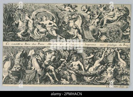 Druck, zwei Friese; Druckmaschine: Jean Le Pautre (Französisch, 1618–1682); Ätzen auf Papier; 13,9 x 21,3 cm (5 1/2 x 8 3/8 Zoll) Stockfoto