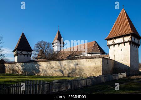 Die befestigte Kirche im Dorf Cincsor - Rumänien, OL Stockfoto