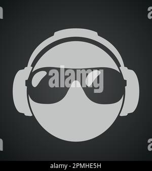 Männer DJ-Kopfhörer. vektorgrafik. Vorlagendesign. Podcast, Musikliebhaber, Cover für Musikalben. Symbol Stock Vektor