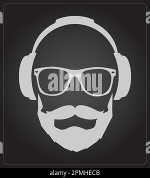 Männer DJ-Kopfhörer. vektorgrafik. Vorlagendesign. Podcast, Musikliebhaber, Cover für Musikalben. Symbol Stock Vektor
