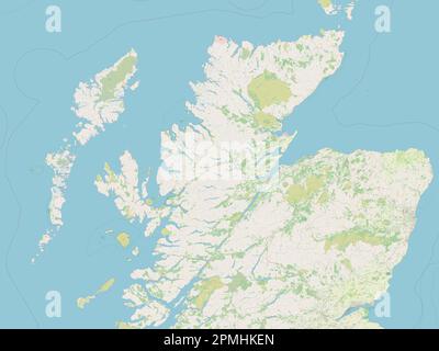 Highland, Region Schottland - Großbritannien. Straßenkarte Öffnen Stockfoto