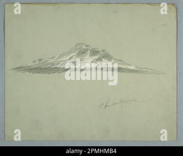 Zeichnung, schneebedeckter Gipfel des Mount Chimborazo, Ecuador; Frederic Edwin Church (amerikanisch, 1826–1900); Ecuador; Graphit, Pinsel und weißer Zahnschmerz auf schwerem grünlichem Papier; Blatt: 23 x 28,7 cm (9 1/16 x 11 5/16 Zoll) Stockfoto