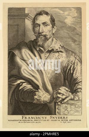 Printwerbung, Porträt von Frans Snyders; Printwerber: Frans Snyders (Flämisch, 1579–1657), Anthony van Dyck (niederländisch, 1599–1641); Niederlande; Ätzen auf Papier; 26,4 x 17,5 cm (10 3/8 x 6 7/8 Zoll); 1896–31-33 Stockfoto