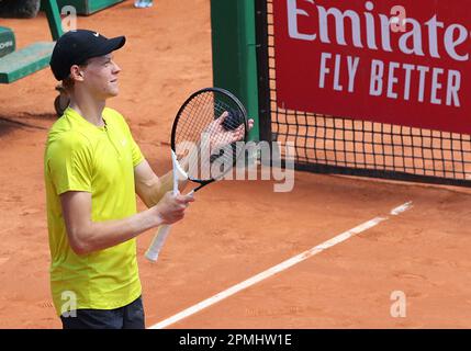 Montecarlo, Italien. 13. April 2023. Sport Tennis Monte Carlo Rolex Masters, Jannik Sünner, 13. April 2023. Photo Felice Calabro' Editorial Use Only Credit: Independent Photo Agency/Alamy Live News Stockfoto