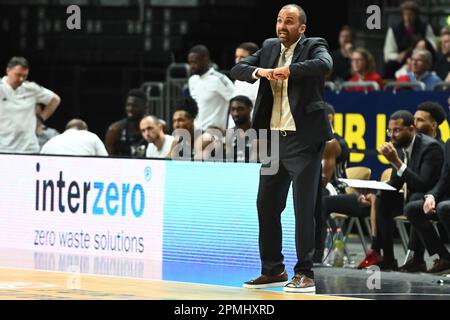 Berlin, Deutschland. 13. April 2023. Berlin, Deutschland. April 13. 2023: Während des Spiels EuroLeague - ALBA Berlin gegen ASVEL Villeurbanne - Mercedes Benz Arena. Berlin, Deutschland. (Ryan Sleiman /SPP) Guthaben: SPP Sport Press Photo. Alamy Live News Stockfoto