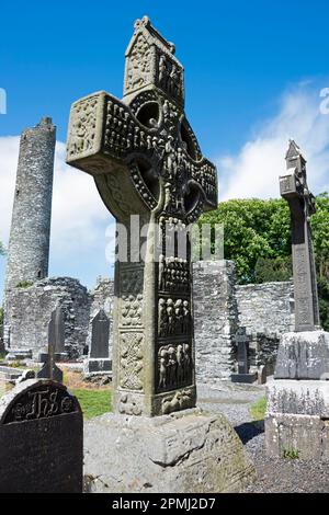 High Cross, Cross of Muiredach, Monasterboice, County Lough, Irland, Klosterruinen, Mainistir Bhuithe Stockfoto