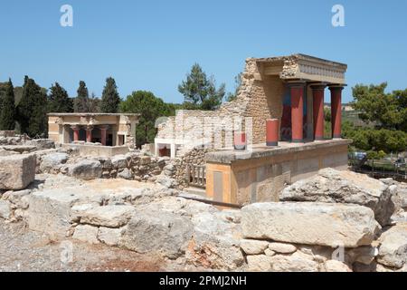 Bastion, Minoischer Palast, Knossos, Kreta, Griechenland Stockfoto