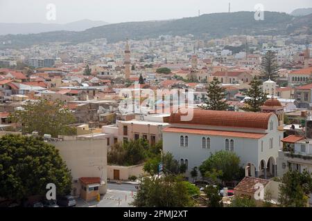 Blick auf Rethymno von Fortezza, Kreta, Griechenland, Festung, Schloss Stockfoto