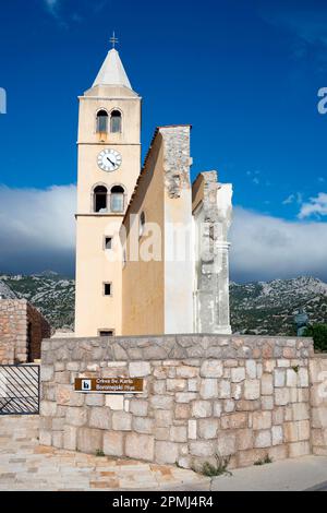 Ruinen der Kirche St. Carlo Borromeo, Sv. Boromejski, Karlobag, Dalmatien, Kroatien Stockfoto