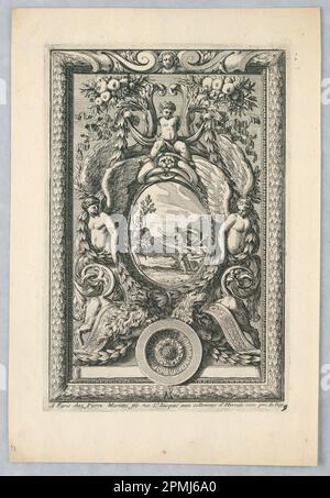 Print, Blatt aus dem Set, Ornemens de Peaneaux pour... Lambris'; Print Maker: Jean Le Pautre (Französisch, 1618–1682); Ätzen auf Papier; Platte: 22,2 x 14,8 cm (8 3/4 x 5 13/16 Zoll) Papier: 27,4 x 18,6 cm (10 13/16 x 7 5/16 Zoll) Stockfoto