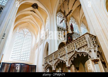 Rood-Bildschirm. Die Peterskirche ist eine römisch-katholische Kirche, die im 15. Jahrhundert im brabantinischen gotischen Stil erbaut wurde. Leuven, Flämische Gemeinde, Flem Stockfoto