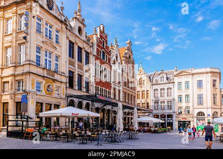 Gildenhäuser in Grote Markt. Leuven, Flämische Gemeinschaft, Flämische Region, Belgien, Europa Stockfoto