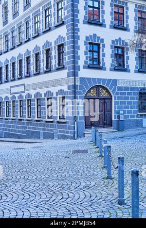 Ulm, Baden-Württemberg, Deutschland, sogenanntes Haus Leube, Kronengasse 5, Wohngebäude der oberen Mittelklasse, ehemaliges Kronen Apothecary. Stockfoto