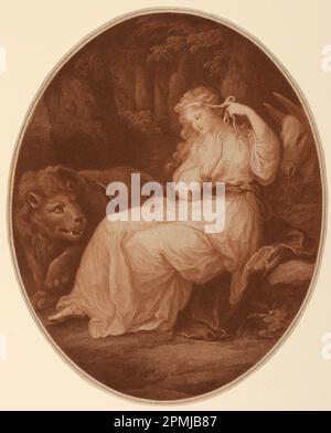 Print, Una and the Lion, aus Spensers „FeenQueen“, Ca. 1780; Druckmaschine: Francesco Bartolozzi (Italienisch, 1727–1815); nach Angelika Kaufmann (Schweiz, 1741–1807); Italien; Gravur in sanguiner Tinte auf Papier; 33 x 26,6 cm (13 Zoll X 10 1/2 Zoll); Bequest von George Campbell Cooper; 1896-3-327 Stockfoto