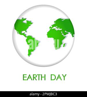 Globus, Planet Erde. Abstrakte Weltkarte, grüne Kontinente im blauen Ozean. Das Konzept des Tages der Erde und der Liebe zum Planeten. Liebe Stock Vektor