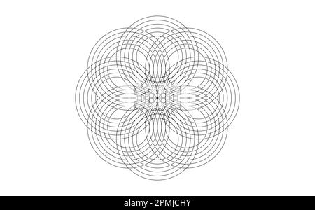 Designmandala der Heiligen Geometrie. Runde geometrische Arabeske, orientalische Verzierung. Abstraktes Blumensymbol, Vektorvorlage für Web und Druck isoliert Stock Vektor