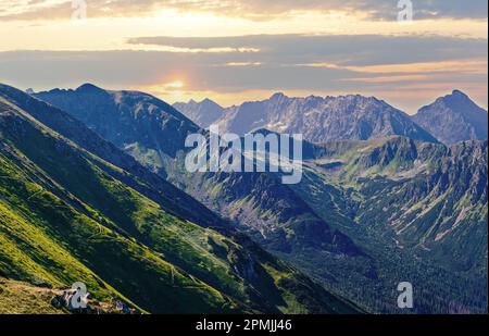 Tatra Gebirge, Polen, Panoramablick vom Berg Kasprowy Wierch Stockfoto