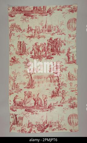 Textil, Le Ballon de Gonesse; entworfen von Jean-Baptiste Marie Huet (Französisch, 1745 - 1811); hergestellt von Oberkampf & Cie. (Frankreich); Frankreich; Baumwolle; L x B: 131 x 161 cm (51 9/16 Zoll X 5 Fuß 3 3/8 in.); Museumskauf vom Au Panier Fleuri Fund; 1961-116-5-b Stockfoto